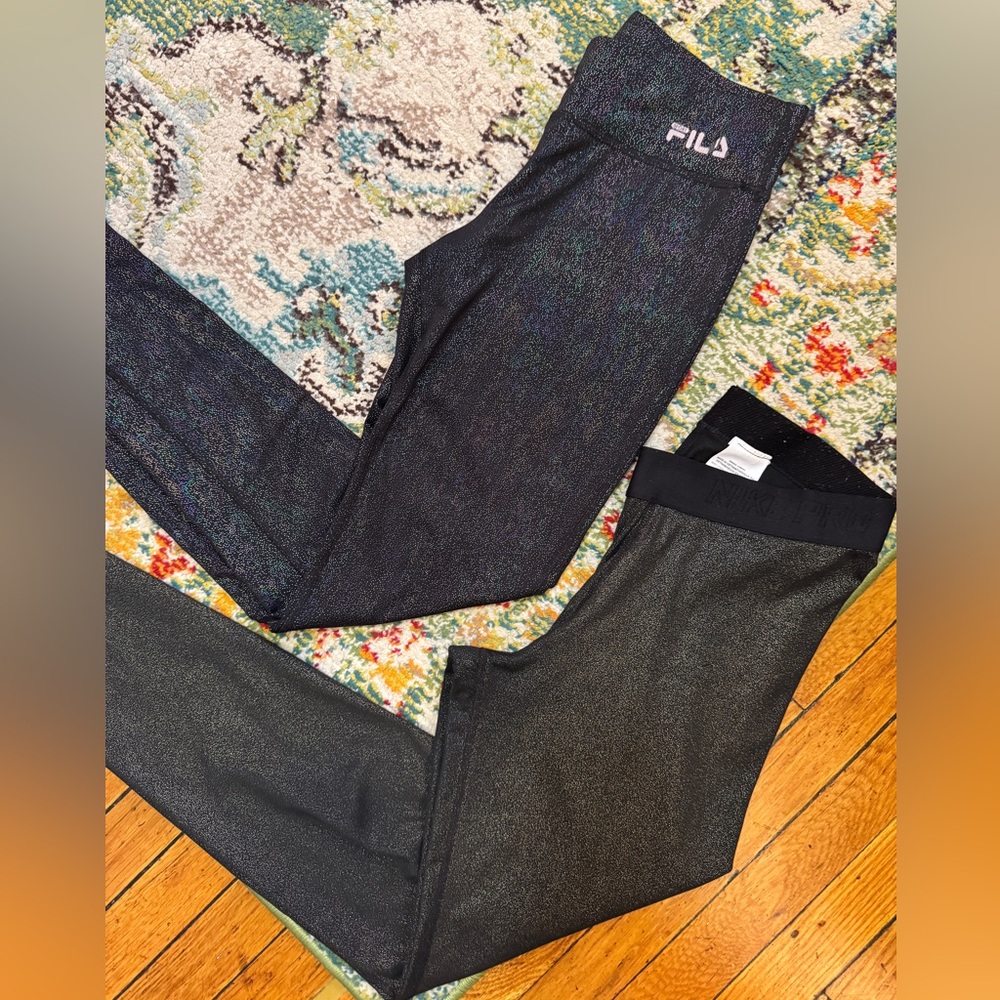 TWO PACK BUNDLE of Shimmering Black Leggings